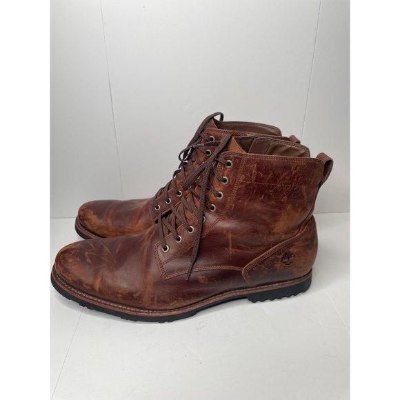 Timberland men's boot mirrorfit system ankle boot lace up side zip brown leather - Picture 6 of 9
